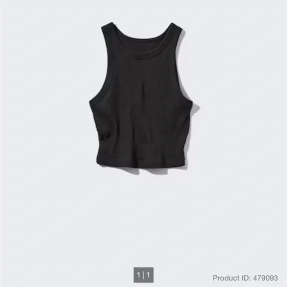 Uniqlo White/Black High Neck Ribbed Tank Top - Picture 4 of 4
